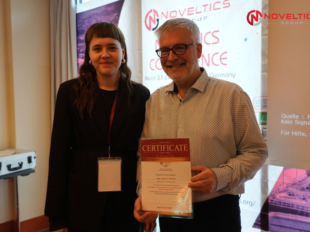 Mental Health Conference Berlin Germany Noveltics Group Gergory Andreson Certificate